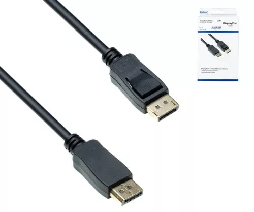 DisplayPort 1.4 Kabel, 2x DP Stecker, 8K, Unterstützung 8K/60HZ, 32.4GBpS, schwarz, DINIC Box mit Euroloch, 2m